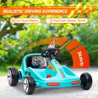 AIYAPLAY 6V Electric Go Kart for Kids with Music, Light, Horn, for 3-5 Years, Blue(m-4)
