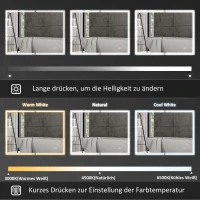 HOMCOM Badkamerspiegel met Kast, LED-lampen, Stopcontact, 600 x 800 mm, Anti-condens Pad, 3 Kleurtemperaturen, Zwart(m-4)
