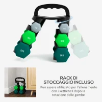 SPORTNOW Set Manubri con Supporto, 3 Coppie di Pesi da 2 x 1 kg, 2 x 3 kg, 2 x 5 kg, Multicolore(m-5)
