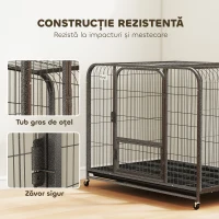PawHut Cușcă pentru Câini Pawhut din Oțel pe Roți cu Tavă Detașabilă, Neagră(m-4)