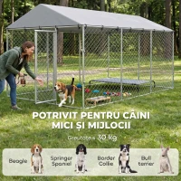 PawHut Împrejmuire pentru Câini cu Acoperiș Impermeabil, 4x2,3x2 m, Argintiu(m-4)