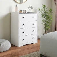 HOMCOM 4 Drawer Chest of Drawers, Modern Dresser for Bedroom, Storage Cabinet for Living Room Entryway, White Wood Effect(m-7)