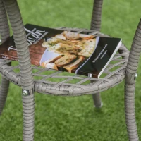 Outsunny 3-delige tuinzitgroep Zitset met bijzettafel poly-rotan staal grijs(m-9)
