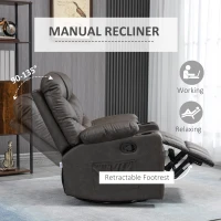 HOMCOM Manual Reclining Chair, Recliner Armchair with Faux Leather, Footrest, Cup Holders, 86x93x102cm, Brown(m-4)