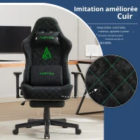 Chaise gaming ergonomique, entièrement rembourrée, respirante, anti-plis et durable, 70x70x131 cm, Noir(m-1)