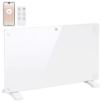 HOMCOM 1500W Smart Panel Heater Wall Mounted & Freestanding, Electric Heater with Weekly Timer, Open Window & Anti-Frost, White(m-15)