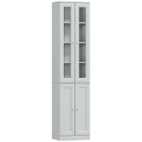 HOMCOM Tall Bathroom Storage Cabinet, 6-Tier Slim Bathroom Cabinet with Adjustable Shelf, 4 Soft-Close Doors, Dusty Blue(m-1)