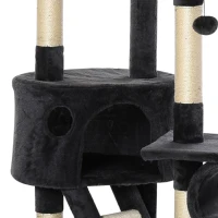 PawHut Floor-to-Ceiling Cat Tree for Indoor Cats, 240-260cm Adjustable Cat Tree - Dark Grey(m-12)