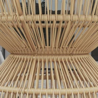 Outsunny Buitentafel Bijzettafel Tuinmeubel Rattan Bijzettafel, Glazen Blad, PE-Rattan, 60 cm x 60 cm x 50 cm, Natuurlijk(m-9)