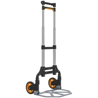 HOMCOM Folding Sack Truck, 70kg Lightweight Hand Truck with Wheels, Foldable Trolley Cart with Telescoping Handle for Warehouse, Office, Luggage, Silver Tone(m-1)