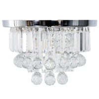 HOMCOM Round Crystal Lamp Chandelier Ceiling Mount Fixture For Living Room Dining Room Hallway Modern (7 Light), Ф35 x 24cm(m-10)