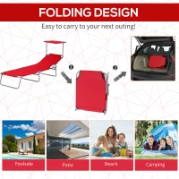 Outsunny Folding Sun Lounger, Lounge Chairs Reclining Sleeping Bed with Adjustable Sun Shade Awning for Beach, Patio(m-5)