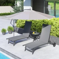 Outsunny Set 2 Lettini Prendisole con Schienale Reclinabile, in Alluminio e Tessuto Traspirante, 66x165x102 cm, Grigio Scuro(m-8)