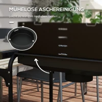 Outsunny Metalen Houtskoolgrill BBQ Smoker met Wielen, Verstelbaar Grillrooster, Houten Plank 103x47x95 cm Zwart(m-7)