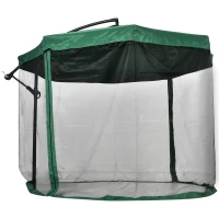 Outsunny Parasol déporté octogonal manivelle avec pied en croix avec moustiquaire Ø 295 x 240H cm vert(m-1)