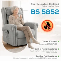 HOMCOM Velvet-Feel Electric Riser Recliner Chair - Grey(m-7)
