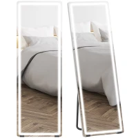 HOMCOM Miroir sur Pied avec LED 150 x 50 cm, 3 Couleurs, Dimmable, Fonction de Mémoire, Verre Trempé 4 mm, Transparent(m-12)