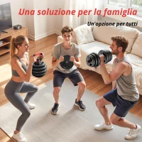 Set di manubri regolabili 5‑in‑1, set da 2, assorbente agli urti, che protegge il pavimento, antiruggine e inodore, 40,5x30,5x16 cm, Nero(m-3)