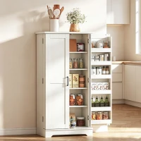 HOMCOM Armário Despenseiro de Cozinha com 2 Portas, 16 Prateleiras e Prateleira Ajustável para Sala de Jantar e Sala de Estar, 60x40x120 cm, Creme(m-5)