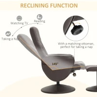 HOMCOM Executive Recliner Chair High Back and Footstool Armchair Lounge Seat Brown(m-4)