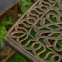 Outsunny bijzettafel terrastafel met parasolgat, aluminium frame voor tuin(m-8)