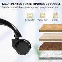 HOMCOM Scaun de birou reclinabil din piele ecologică, cu suport pentru picioare și roți, 65x67x111-119 cm, bej(m-8)