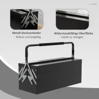 DURHAND Gereedschapskist, 3 niveaus, Staal, 56L x 20B x 41H cm, Zwart(m-6)