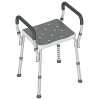 HOMCOM Taburete de ducha con Altura Ajustable para Personas Mayores o con Movilidad Reducida 52x45x69 cm Asiento Blanco y Gris