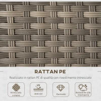 Outsunny Set Salotto da Giardino in Rattan PE con Divano 3 Posti, 2 Poltrone, 2 Sgabelli e Tavolo, Grigio(m-4)