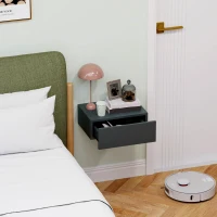 HOMCOM Comodino Sospeso Moderno con Cassetto, in Legno, 40x30x15 cm, Nero(m-5)