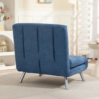 HOMCOM Beklede stoel met bedfunctie, 2-in-1 ontwerp, slaapstoel, gastenbed, stofbekleding, met kussen, Blauw(m-9)