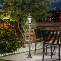 Outsunny Solar tuinlantaarn 127 cm – koudwit LED, lichtsensor, IP44(m-2)