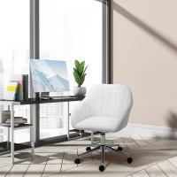 Vinsetto Silla de Oficina Ergonómica Silla de Escritorio Giratoria con Altura Ajustable Respaldo y Reposabrazos de Piel Sintética Carga 120 kg 60x59x79-89 cm Blanco(m-10)