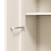 HOMCOM Hoge stalen garagekast met deuren en verstelbare legplanken, opbergkast met ophangstang, crèmewit(m-10)