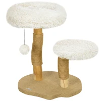 PawHut Kattenboom, 61,5 cm, met Kattenbed, Krabpaal, Sprongplatform, Speelbal, Voor Katten tot 5 kg, Wit(m-1)