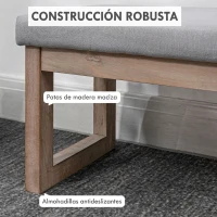 HOMCOM Reposapiés de Salón Taburete Bajo Tapizado en Lino Sintético con Estructura de Madera para Sala de Estar Gris(m-4)