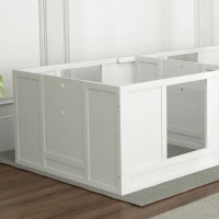 PawHut werpkist voor pups, puppybox met 2 kamers, hondenren met deur voor kleine honden, 164x80x48 cm, wit(m-9)