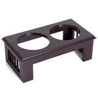 PawHut Voerbak voederbak hondenbak verhoogd 2 bakken katten MDF rvs(m-7)