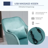 Vinsetto massage kantoorstoel draaistoel werkstoel met trilfunctie fluweel roze(m-5)
