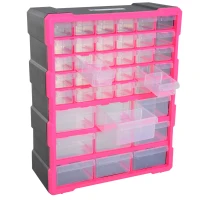DURHAND 39 Drawers Parts Organiser Wall Mount Tools Storage Cabinet Small Nuts Bolts Garage Clear(m-8)