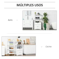 kleankin Armario de Baño con 3 Estantes Cajón y 2 Puertas Mueble de Almacenamiento de Suelo Moderno para Cocina Dormitorio Salón 60x33x122,5 cm Blanco(m-6)