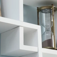 HOMCOM wandplank wandplank 5 in elkaar grijpende kubussen 9 vakken dennenhout wit(m-9)