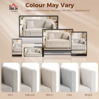 HOMCOM Canapé Convertible 2 Places 3 en 1, Canapé-Lit Clic Clac en Velours Hollandais, Dossier Réglable, 2 Oreillers, Beige(m-8)