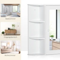 HOMCOM Spiegelkast Badkast Badkamerkast, 8 vakken, Spiegeldeuren, waterbestendig, 66 cm x 17 cm x 63 cm, Wit(m-7)