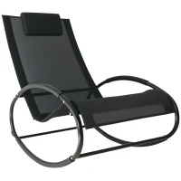 Outsunny Sdraio da Giardino Zero Gravity, Sedia a Dondolo con Cuscino e Tessuto Traspirante, 105x62x88cm, Nera(m-1)