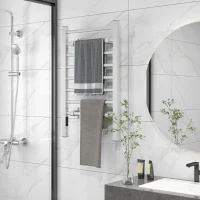 HOMCOM Toallero Eléctrico de Pared o Suelo con Función de Temporizador y 8 Barras 53x35x90 cm Plata(m-10)
