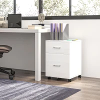 HOMCOM Cajonera de Escritorio con 2 Cajones Ruedas Archivador Móvil para Archivos A4 o Cartas 39,5x39x58,5 cm Blanco(m-10)