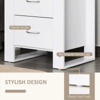 HOMCOM Bedside Table with 2 Drawers, Nightstand with Handles and Elevated Base, Side Table for Bedroom, Living Room, White(m-5)