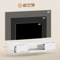 HOMCOM Corp TV Suspendat Flotant 120 cm cu Iluminare LED și Prize, Mobilier TV pentru Televizor 165,1 cm, Alb(m-3)