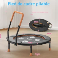 Trampoline pour tout-petits, Anti‑basculement‑Design, pliable, peu encombrant, idéal pour les enfants de 1 à 6 ans, Dimensions 91L x 91l x 81H cm, 91x91x81 cm, Noir(m-3)